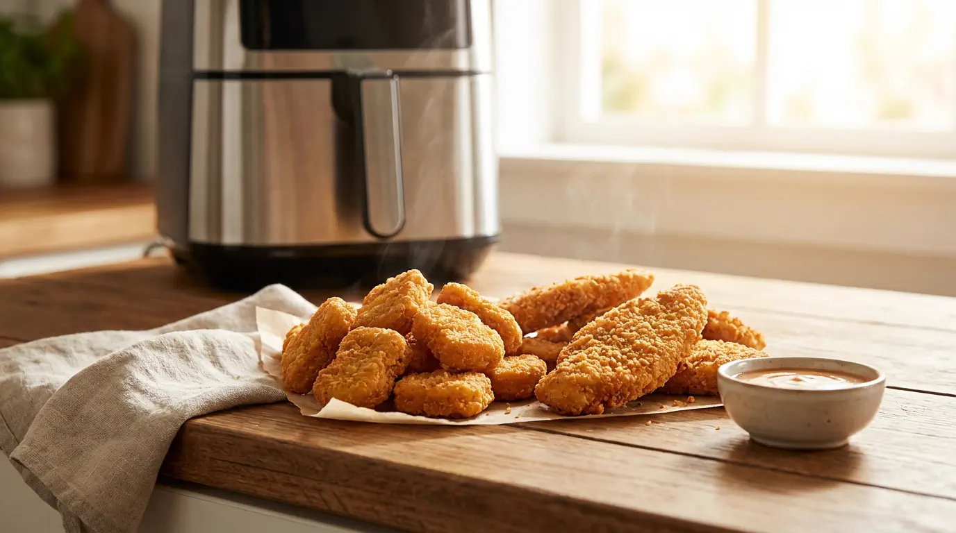 Frango crocante na Air Fryer fácil com coxas e filés dourados