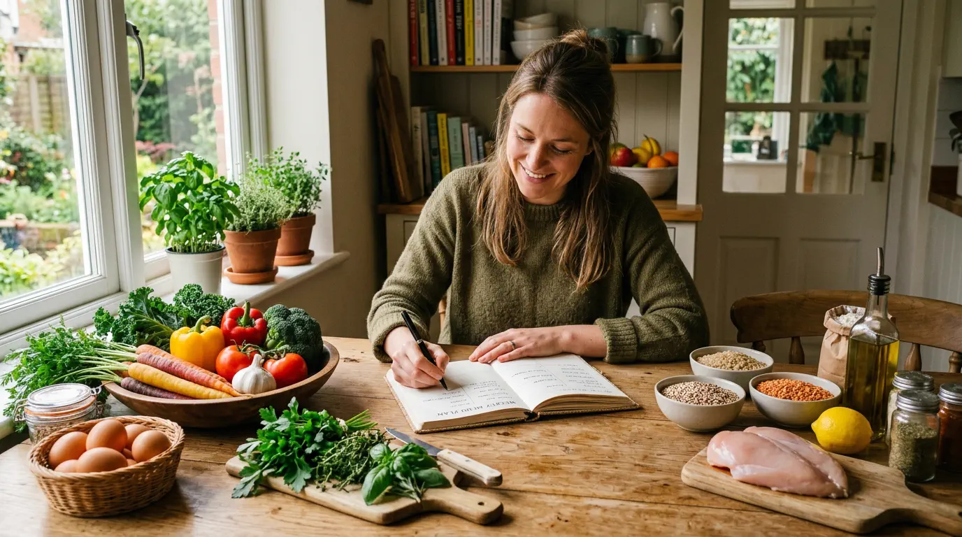 planejamento de como variar o cardápio do dia a dia com caderno e ingredientes