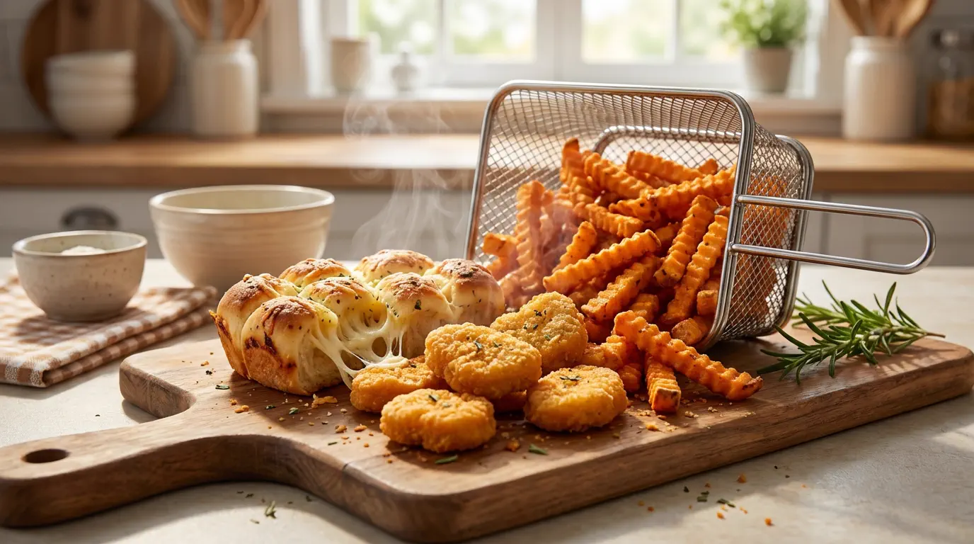 Lanches na Air Fryer simples e deliciosos com coxinha e bolinho de queijo
