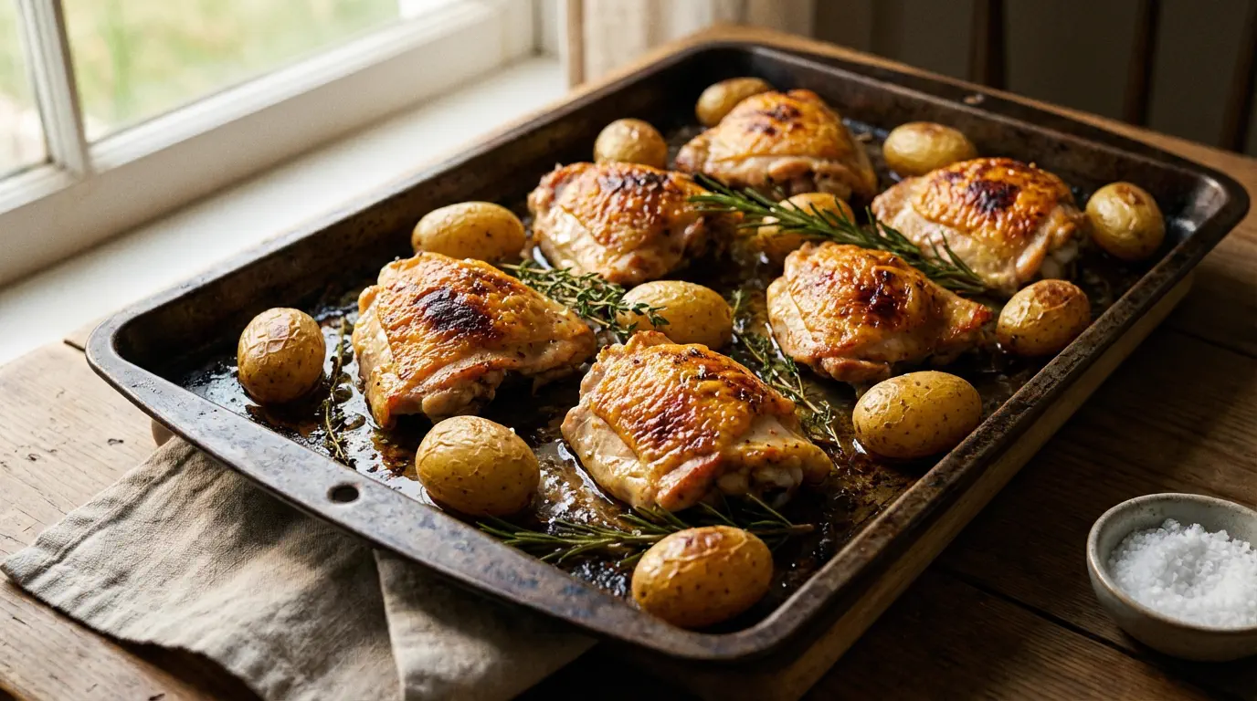Receitas com frango baratas e saborosas com coxas assadas arroz e legumes