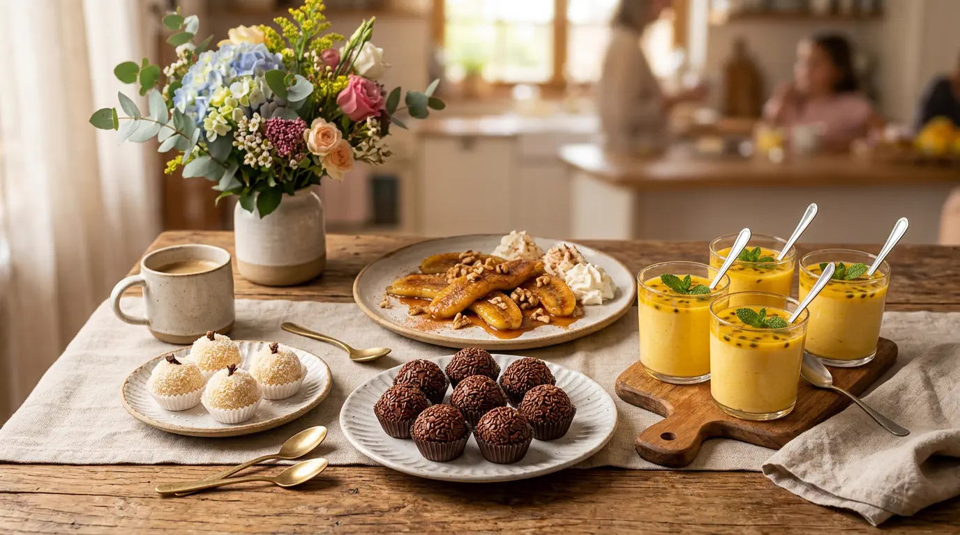 receitas doces para iniciantes servidas em mesa familiar