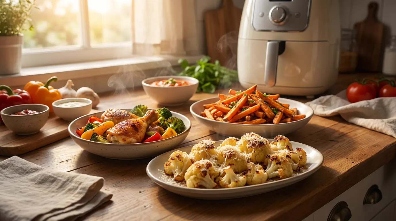 Receitas rápidas na Air Fryer para o dia a dia com frango legumes e batata doce