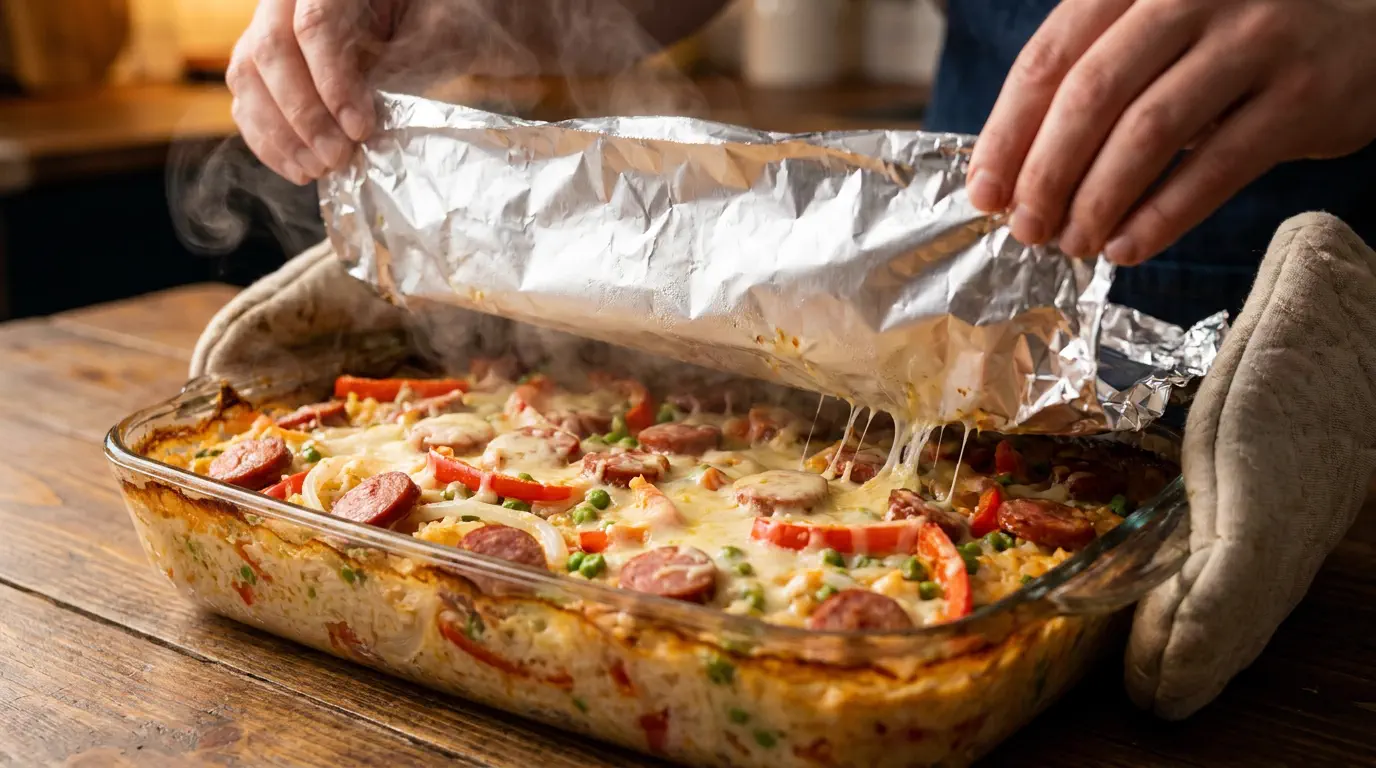 arroz de forno preguiçoso fácil e rápido