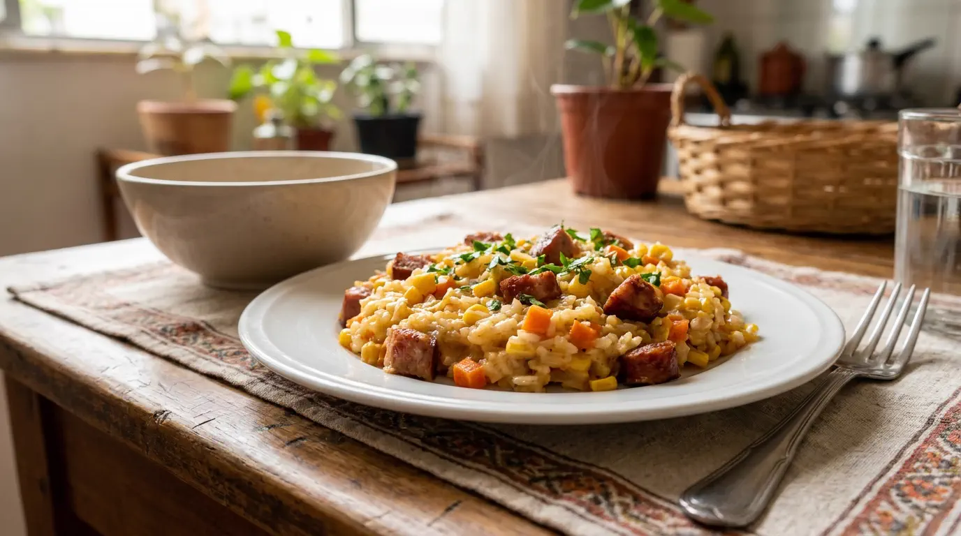 arroz de forno preguiçoso simples e cremoso