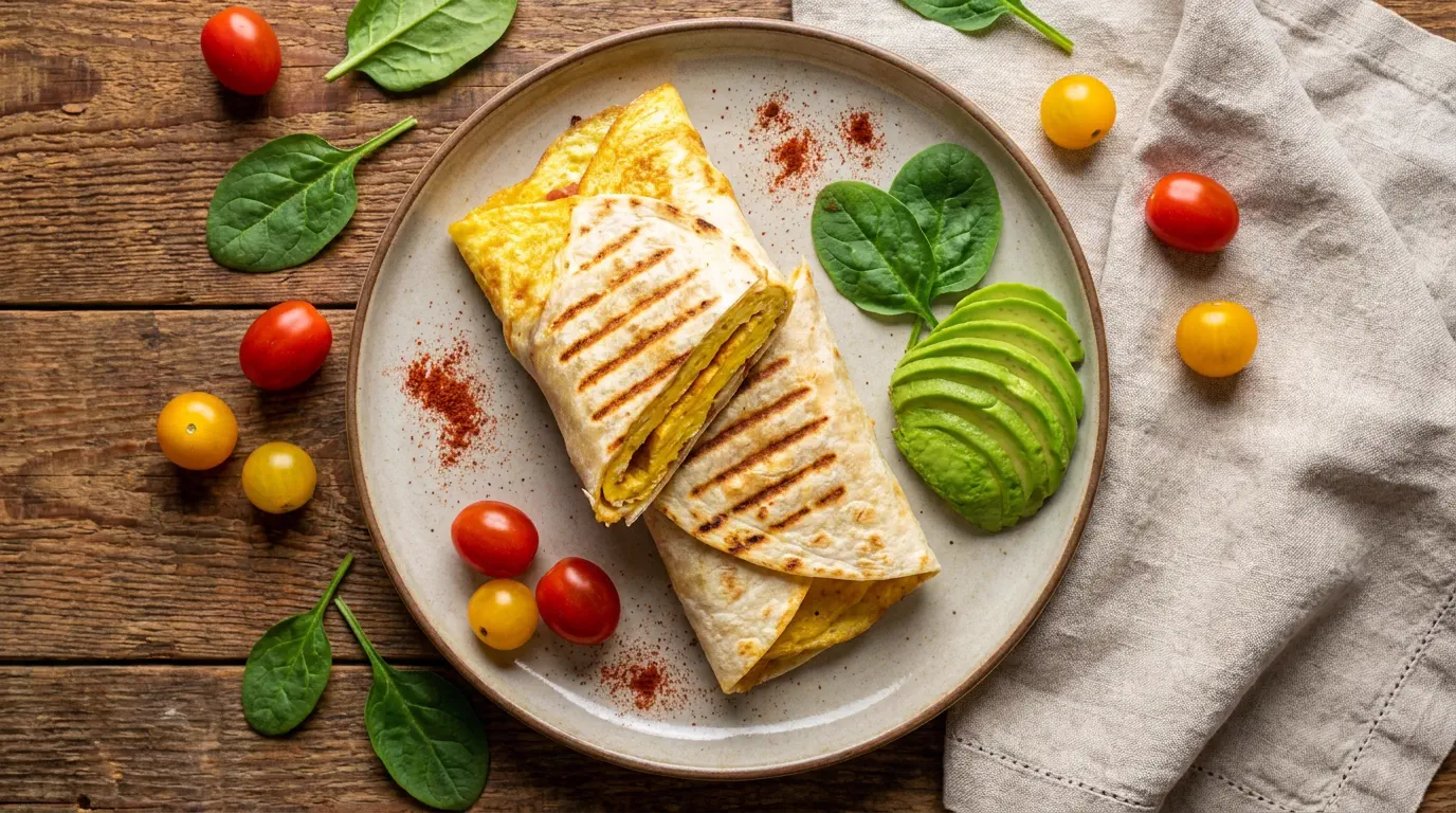 Lanche rápido com ovo servido em um prato para o café da manhã